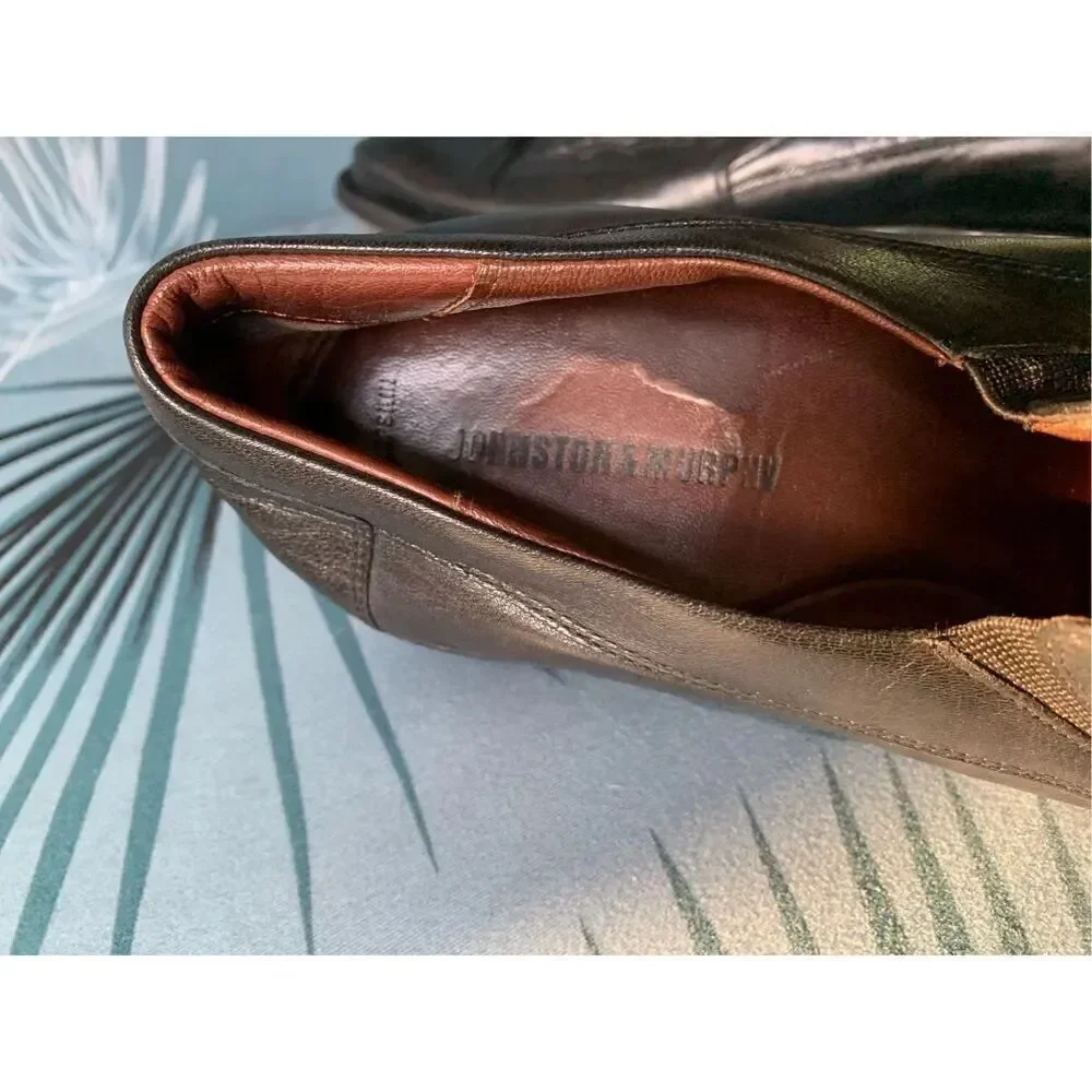 Johnston & Murphy LOAFER Black Leather Slip On Dress Shoes mens 13 M